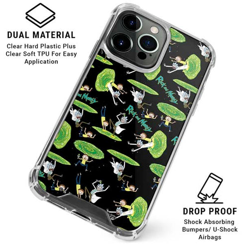 Adult Swim Rick and Morty Portal Pattern iPhone 16 Pro Max Clear Case